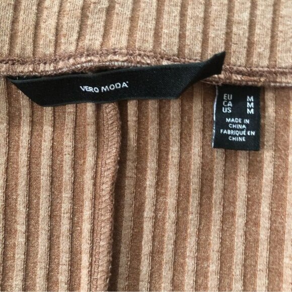 👛 2/$35 VERA MODA Rib Knitted Brown Tones Straight Skirt with Front Kick Pleat - Picture 6 of 7